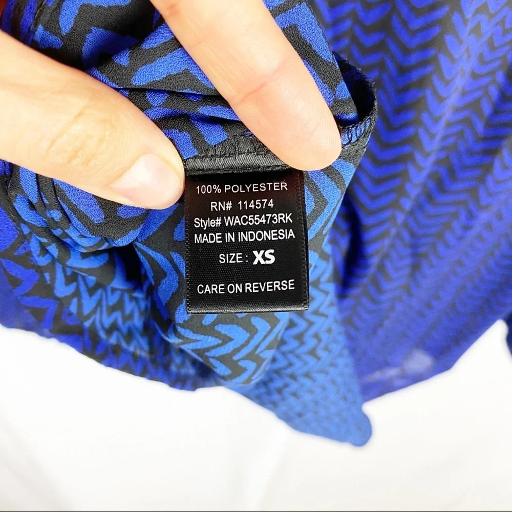 BELLATRIX Blue and Black Print Blouse - Picture 2 of 5